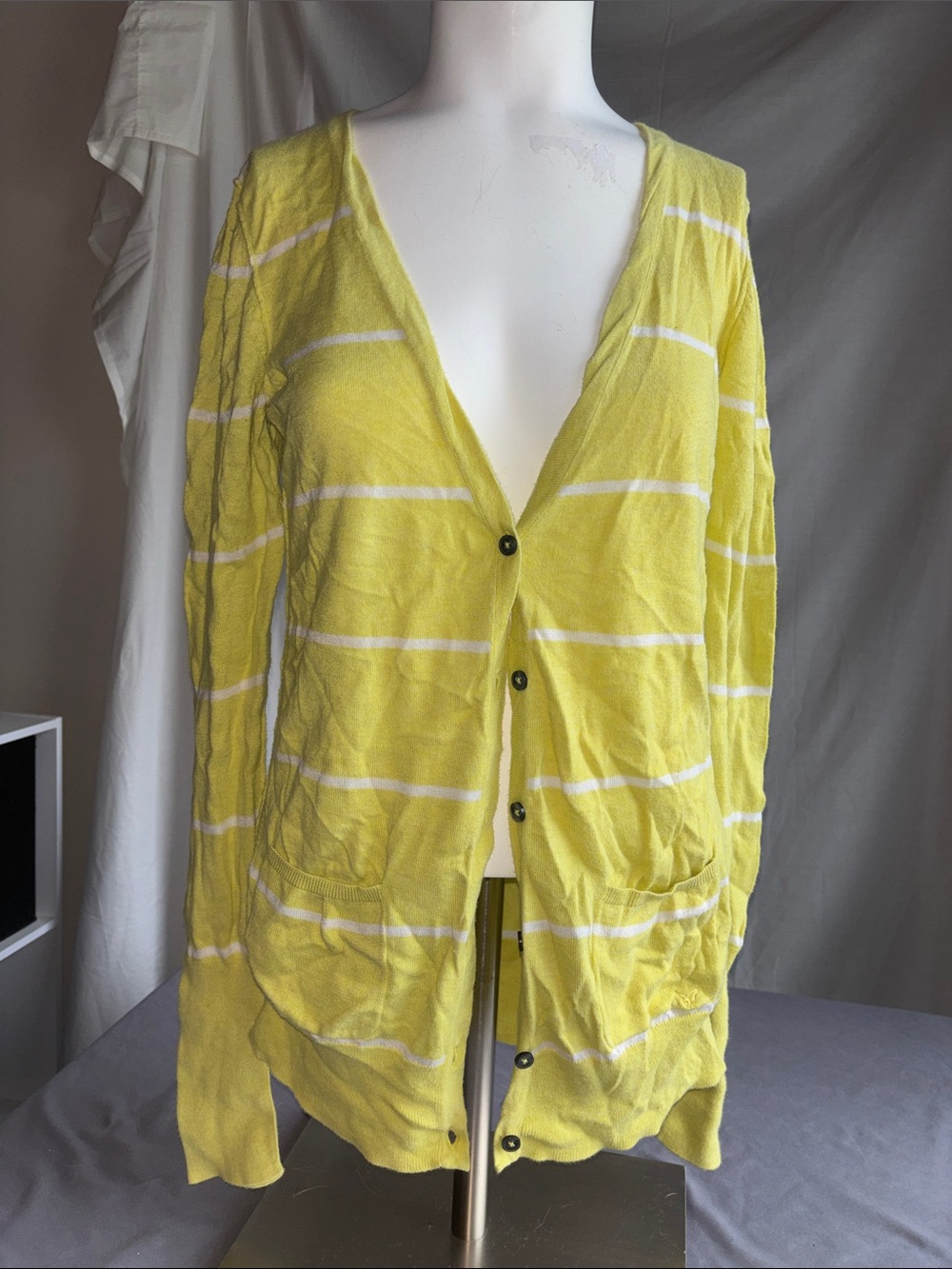2009- American Eagle Outfitters Yellow and White Striped Sweater